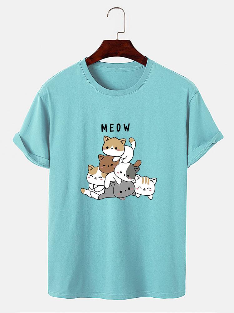 Cute Cat Print T-Shirt