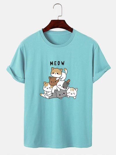 Cute Cat Print T-Shirt