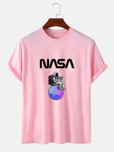 Astronaut Reading Book Print T-Shirt