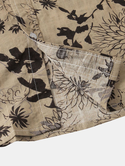 Ink Floral Print Button Up Shirt