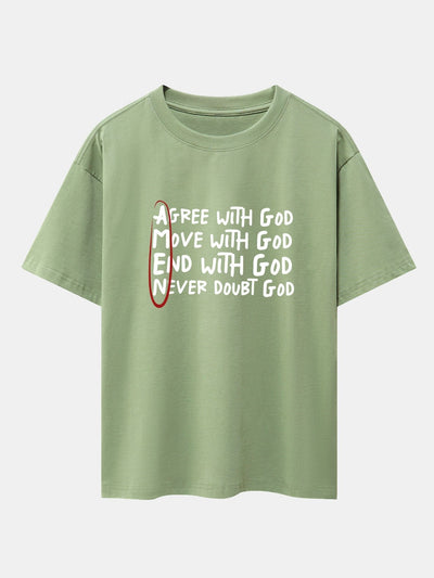 Circled Slogan Print Drop Shoulder Oversize T-Shirt