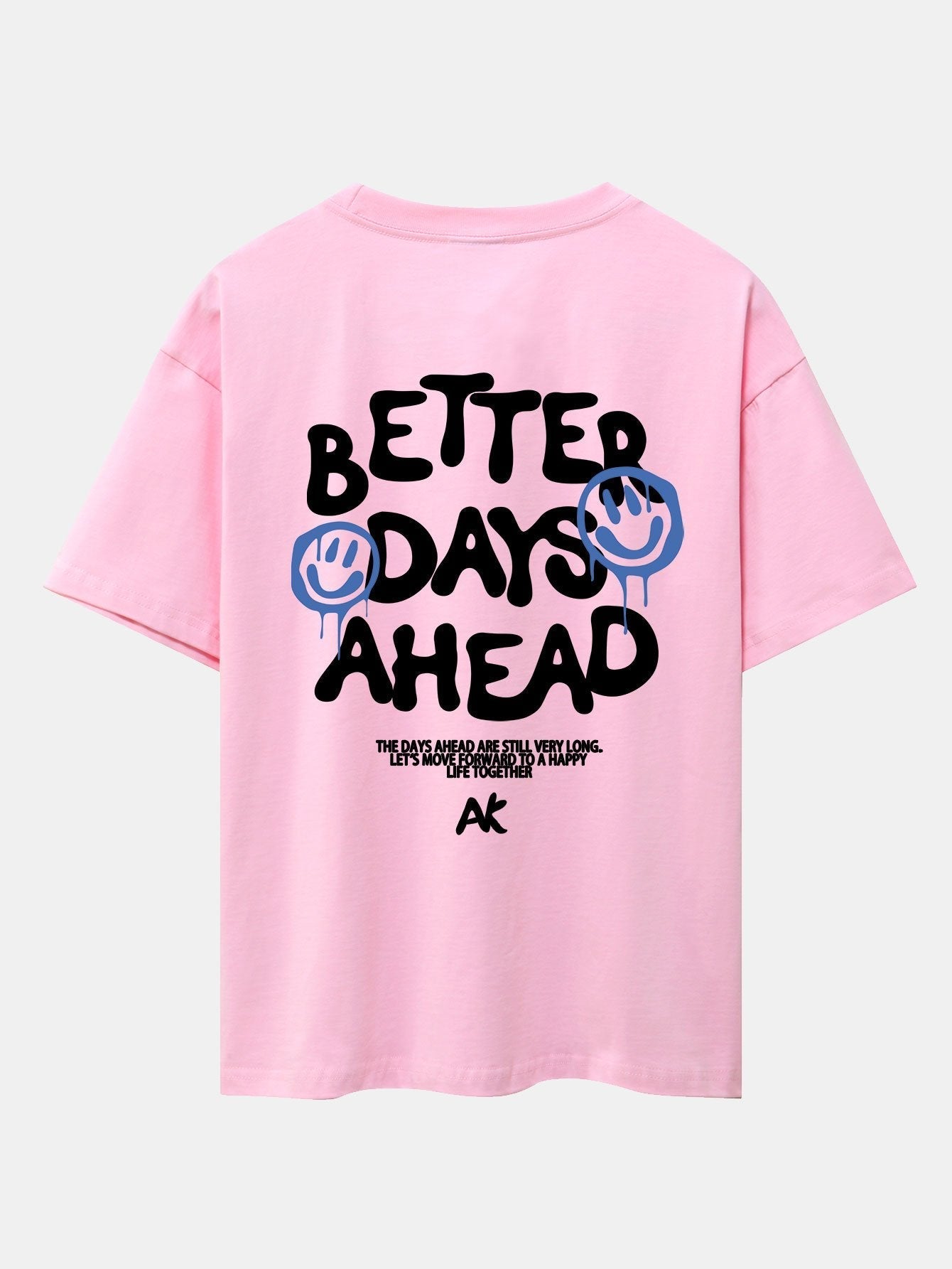 Smiley Slogan Back Print Drop Shoulder Oversize T-Shirt