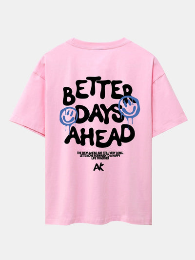 Smiley Slogan Back Print Drop Shoulder Oversize T-Shirt
