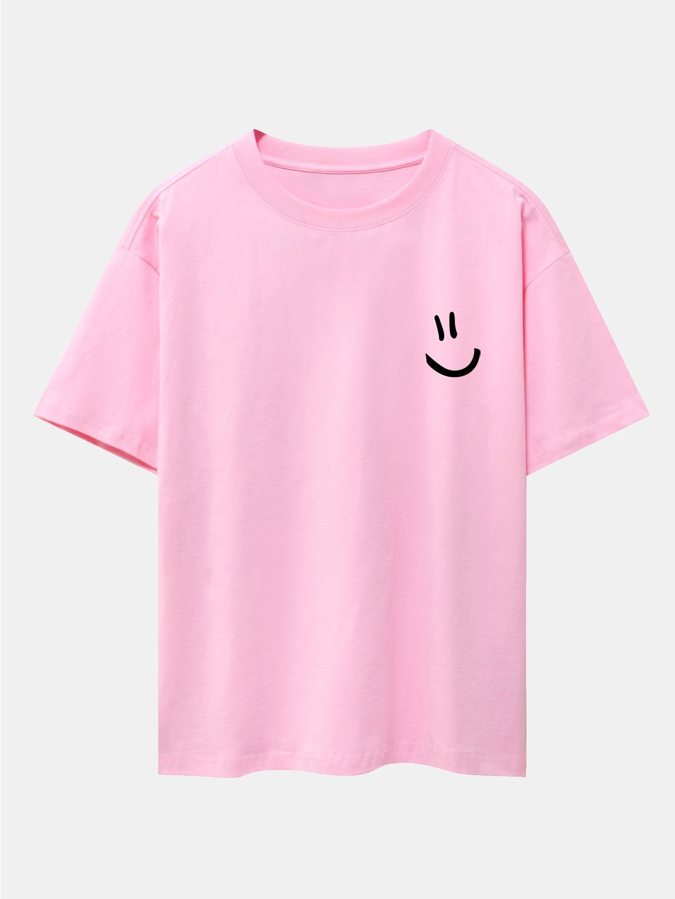 3 Pieces Smiley Face Print Drop Shoulder Oversize T-Shirts