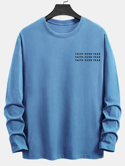 Long Sleeve Slogan Print Cotton T-Shirt