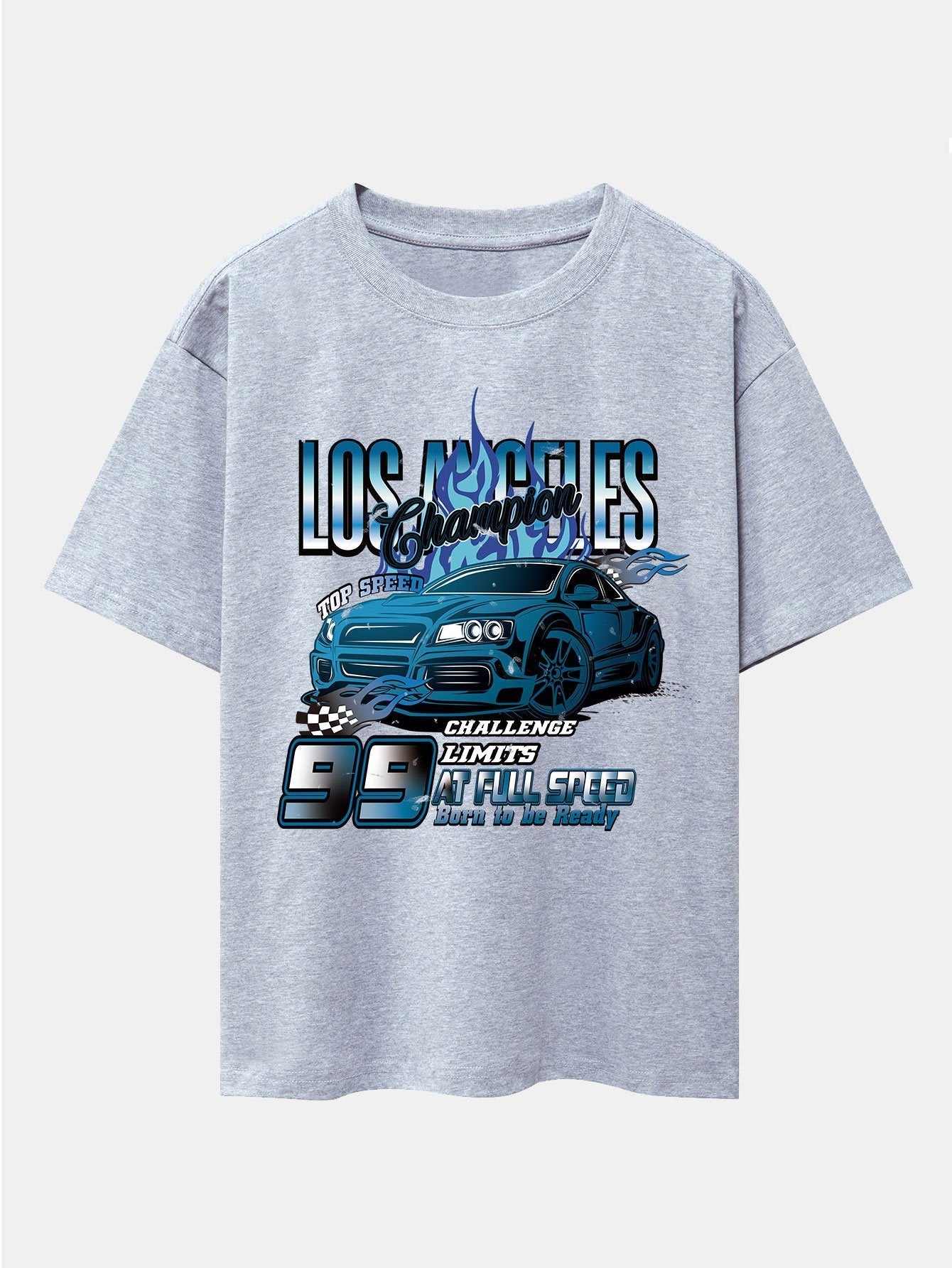 Los Angeles Car Print Drop Shoulder Oversize T-Shirt
