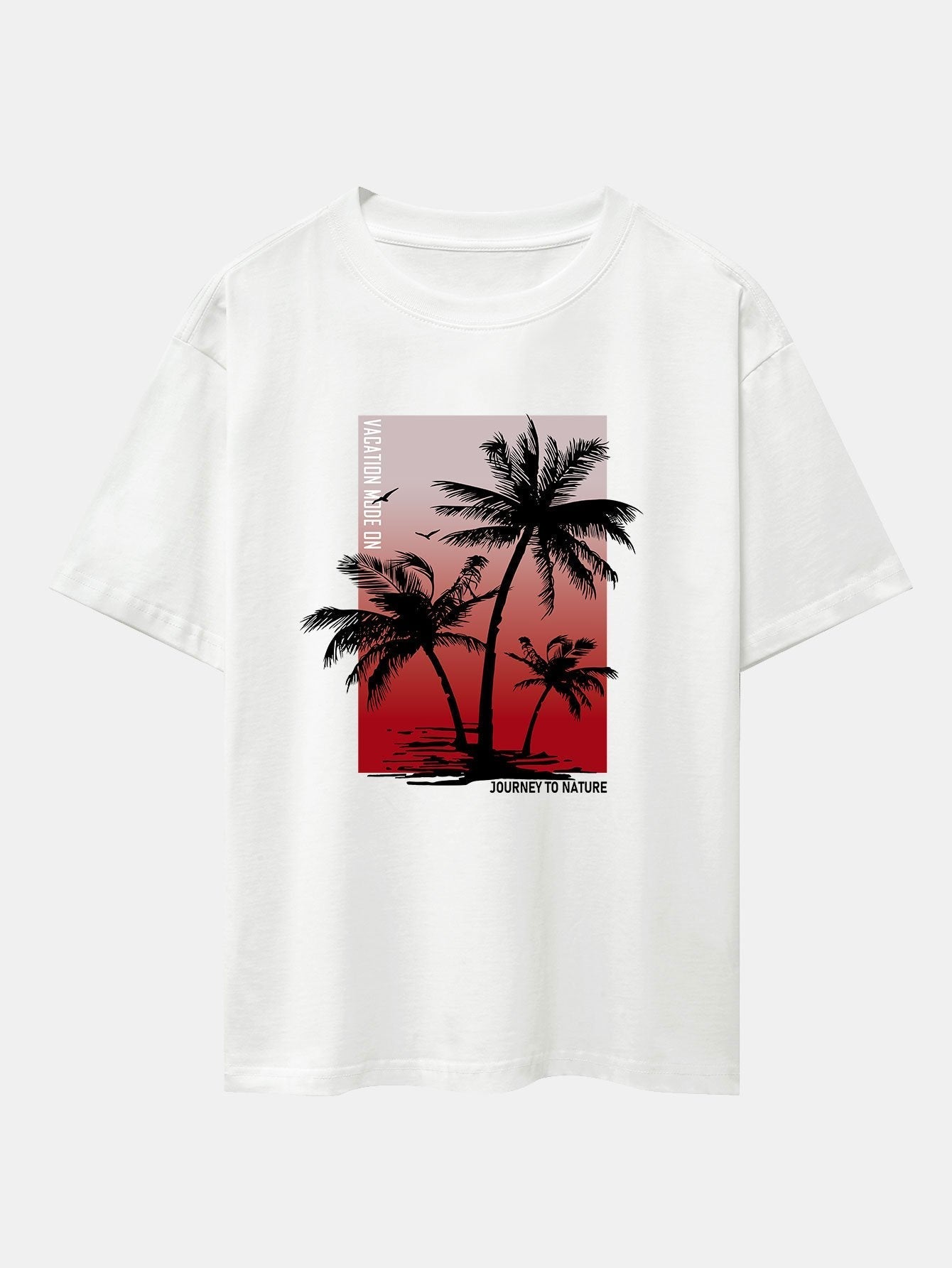 Palm Tree Red Background Print Oversize T-Shirt