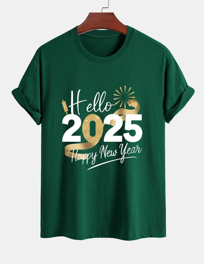 Regular Fit New Year 2025 Print Cotton T-Shirt