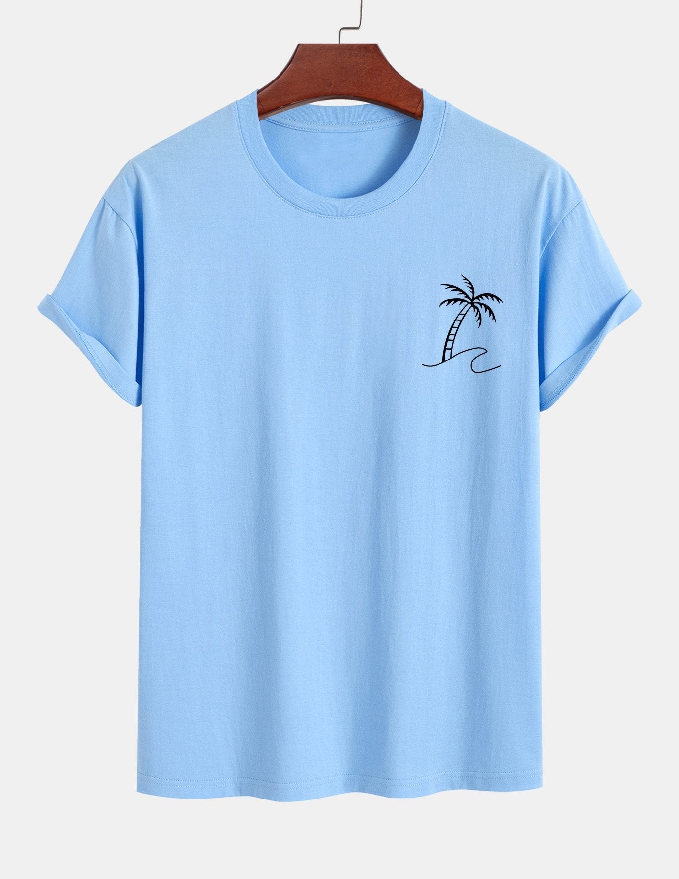 Regular Fit Palm Tree Print Cotton T-Shirt