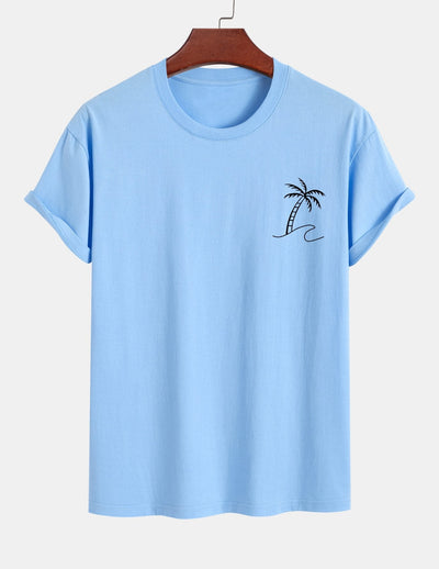 Regular Fit Palm Tree Print Cotton T-Shirt