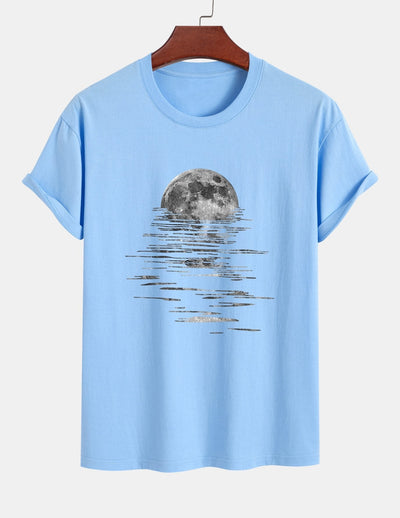 Regular Fit Moon Print Cotton T-Shirt