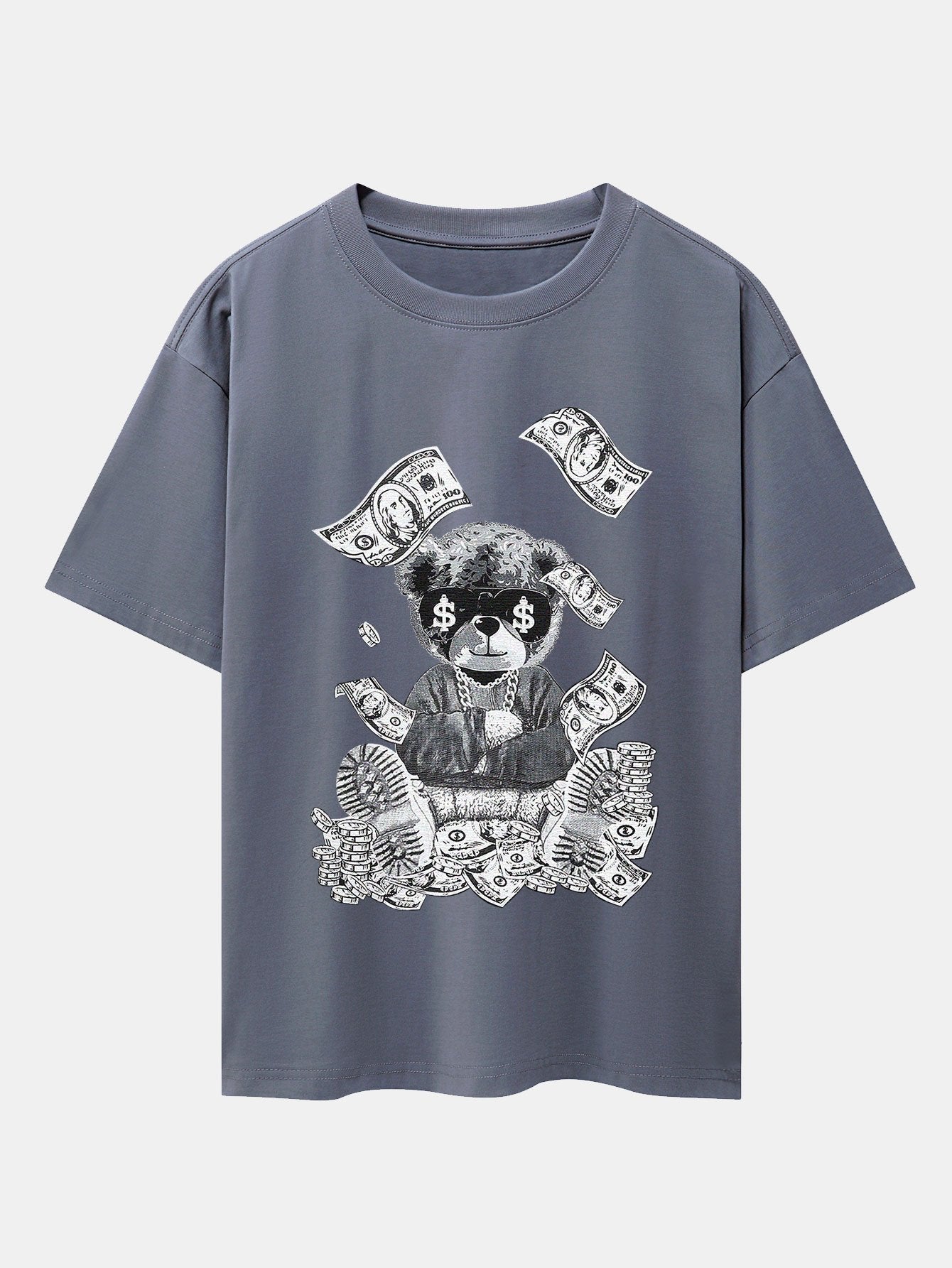 Money Bear Print Drop Shoulder Oversize T-Shirt