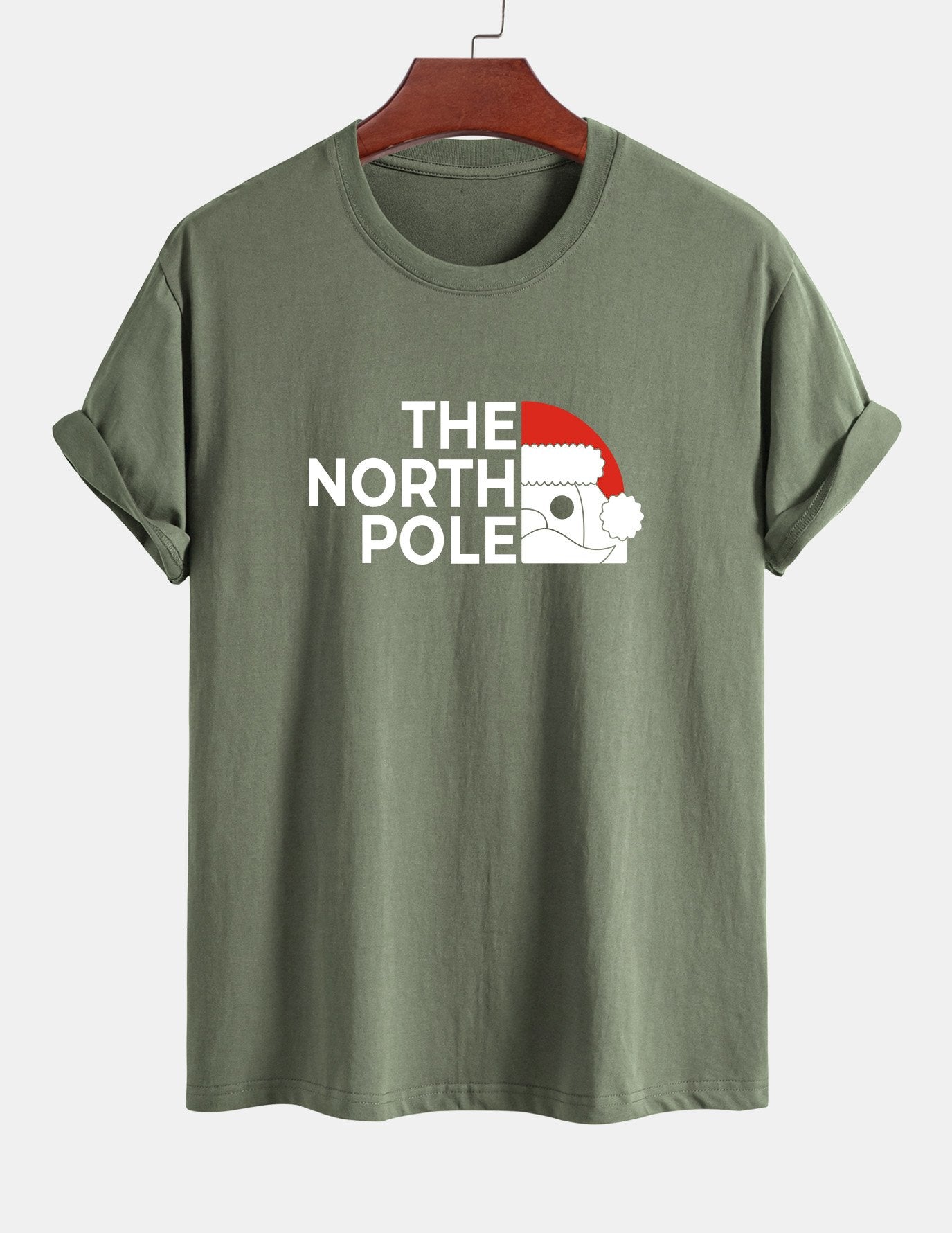 Regular Fit Santa Claus Slogan Print Cotton T-Shirt
