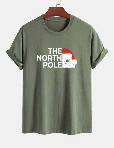 Regular Fit Santa Claus Slogan Print Cotton T-Shirt
