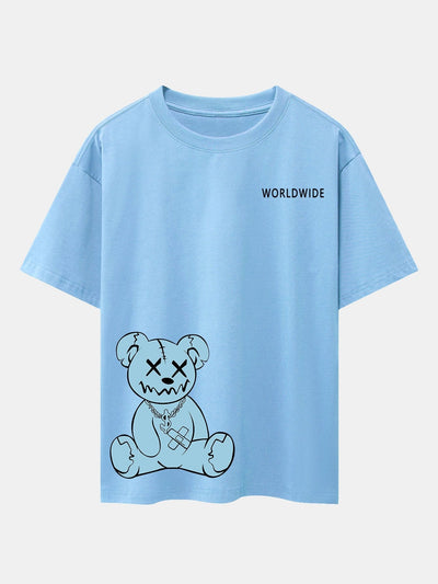Worldwide Bear Print Drop Shoulder Oversize T-Shirt