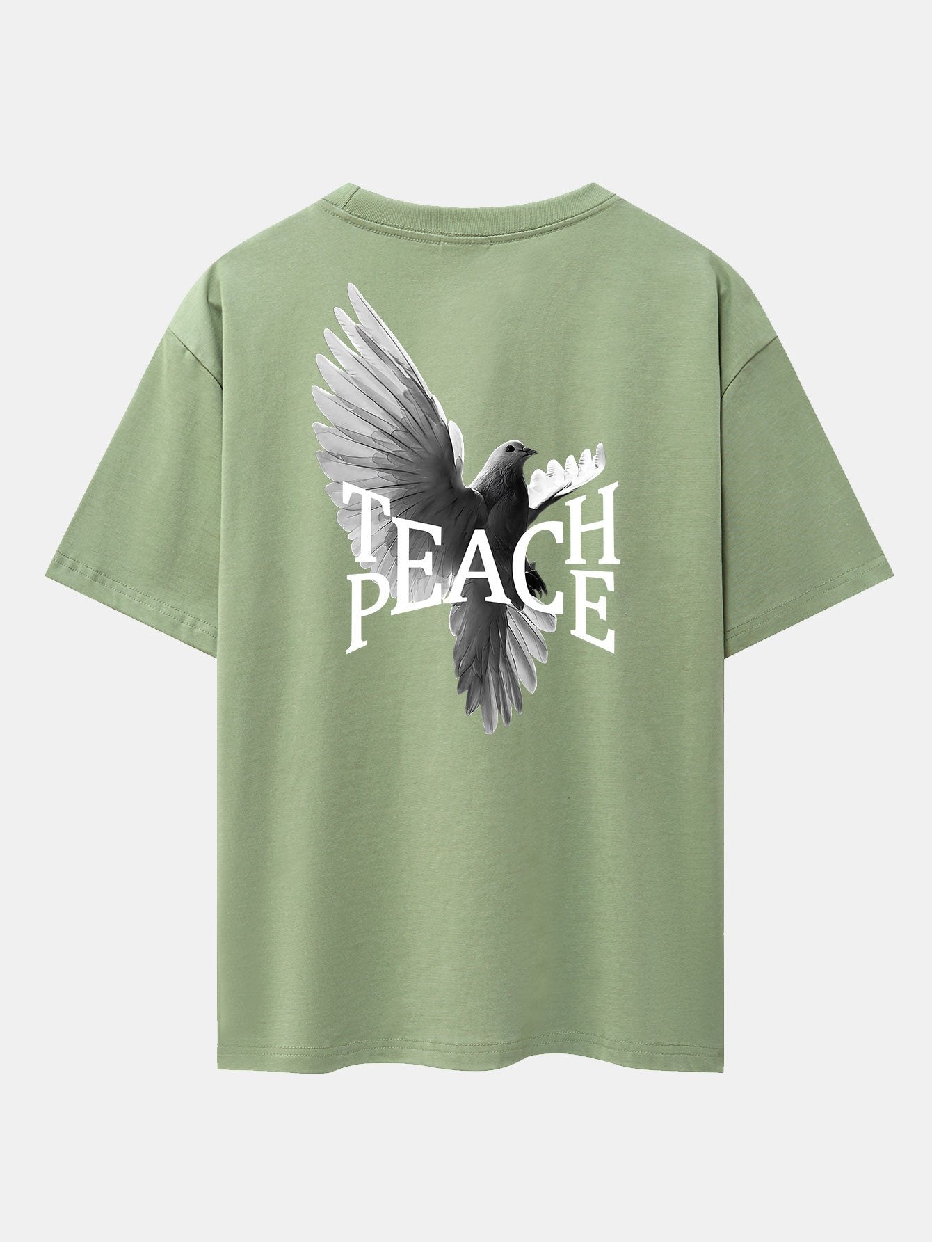 Pigeon Slogan Back Print Drop Shoulder Oversize T-Shirt