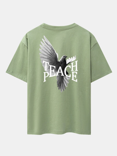 Pigeon Slogan Back Print Drop Shoulder Oversize T-Shirt