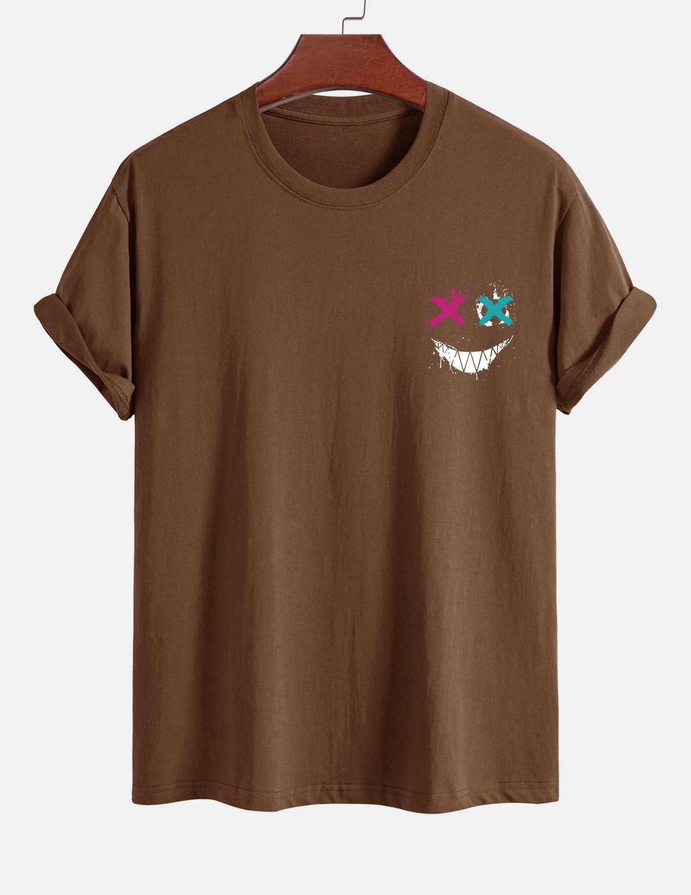 Regular Fit Evil Face Print Cotton T-Shirt