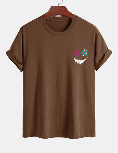 Regular Fit Evil Face Print Cotton T-Shirt