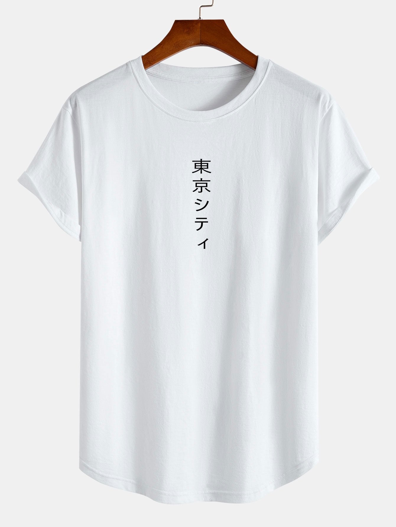 Tokyo Print Cotton Arc Hem T-Shirt