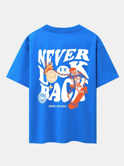 Skeleton Slogan Back Print Drop Shoulder Oversize T-Shirt