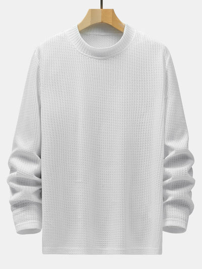 3 Pieces Long Sleeve Knitted Waffle Mock Neck T-Shirts