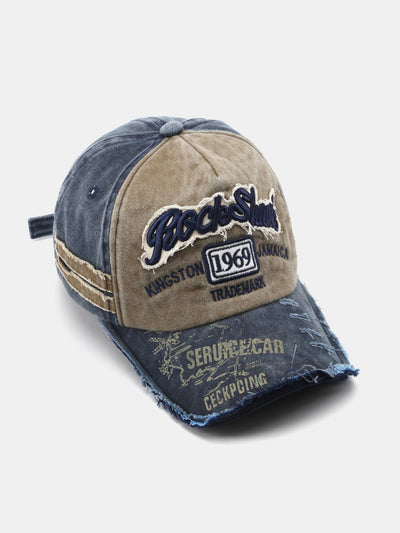 1969 Retro Washed Distressed Letter Embroidered Hole Baseball Cap