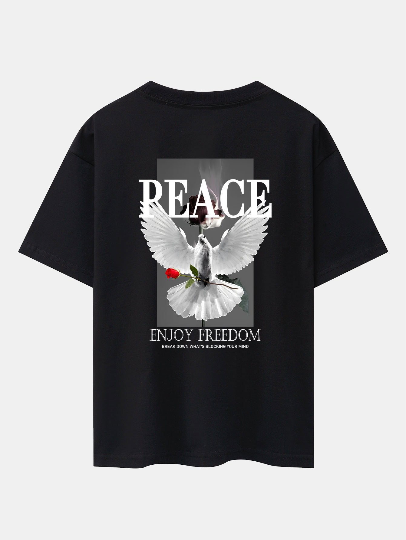 Dove Rose Slogan Back Print Drop Shoulder Oversize T-Shirt