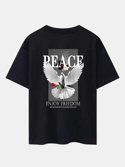 Dove Rose Slogan Back Print Drop Shoulder Oversize T-Shirt