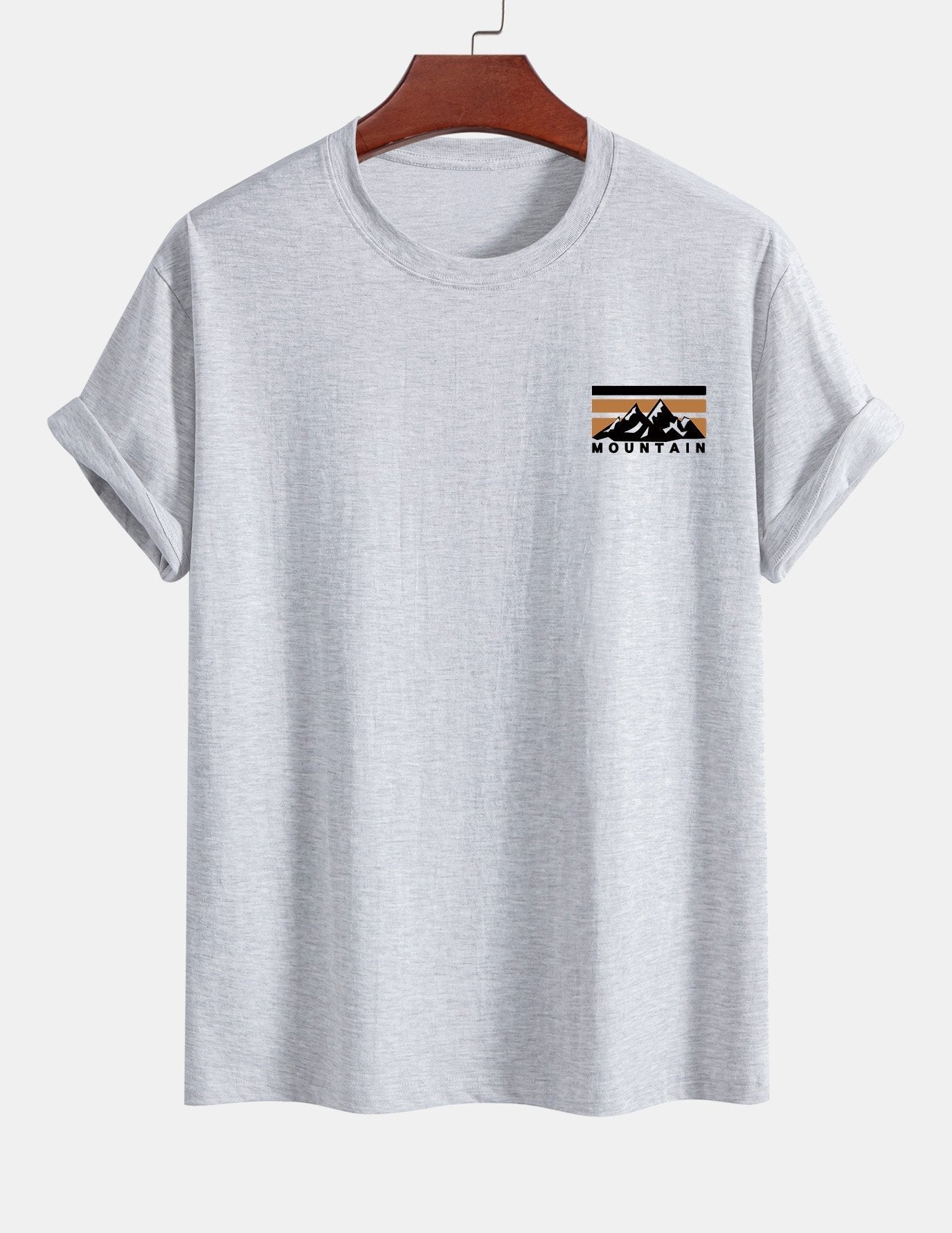 Regular Fit Stripe Mountains Print Cotton T-Shirt