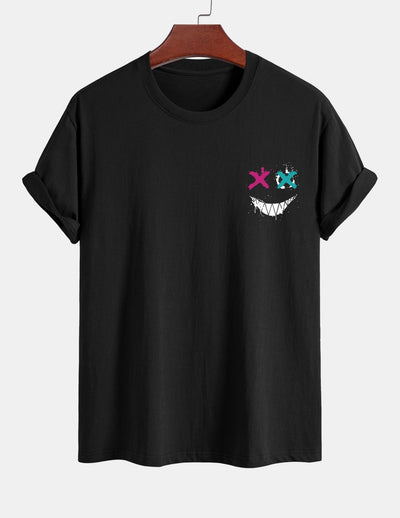Regular Fit Evil Face Print Cotton T-Shirt
