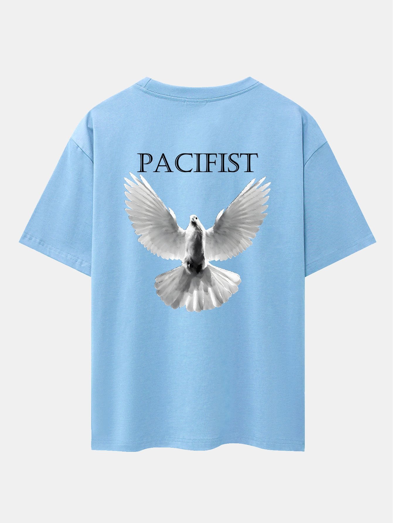 Pacifist Dove Back Print Drop Shoulder Oversize T-Shirt