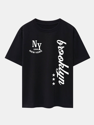 New York Brooklyn Print Drop Shoulder Oversize T-Shirt
