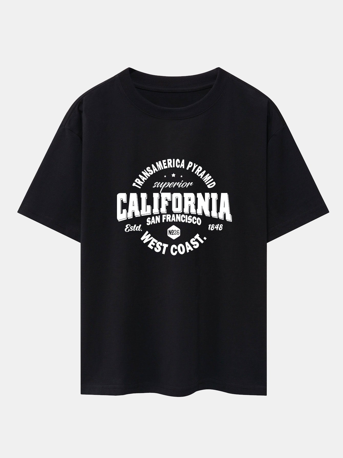 California Slogan Print Drop Shoulder Oversize T-Shirt