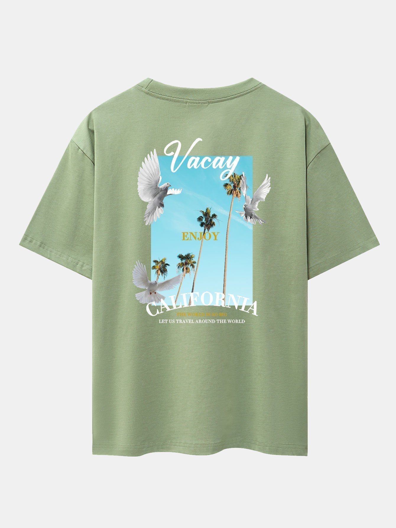 California Dove Back Print Drop Shoulder Oversize T-Shirt
