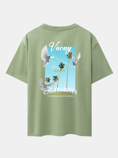 California Dove Back Print Drop Shoulder Oversize T-Shirt