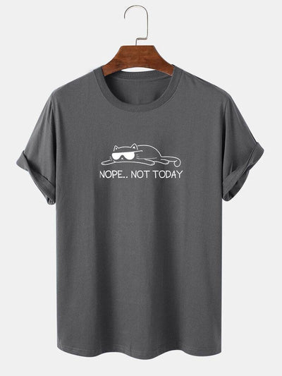 Nope Not Today Cat Print T-Shirt