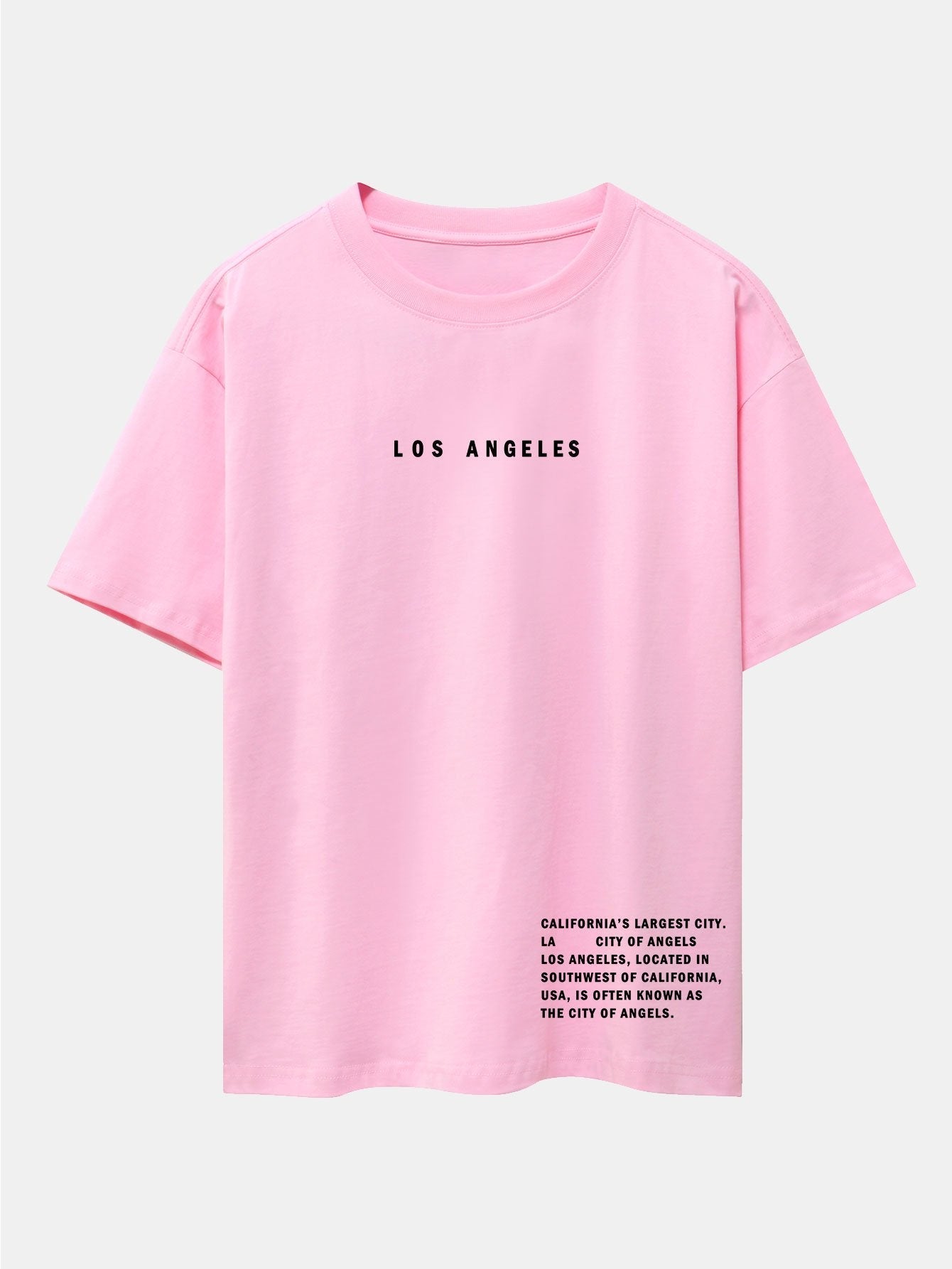 Los Angeles Slogan Print Drop Shoulder Oversize T-Shirt