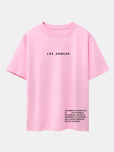 Los Angeles Slogan Print Drop Shoulder Oversize T-Shirt