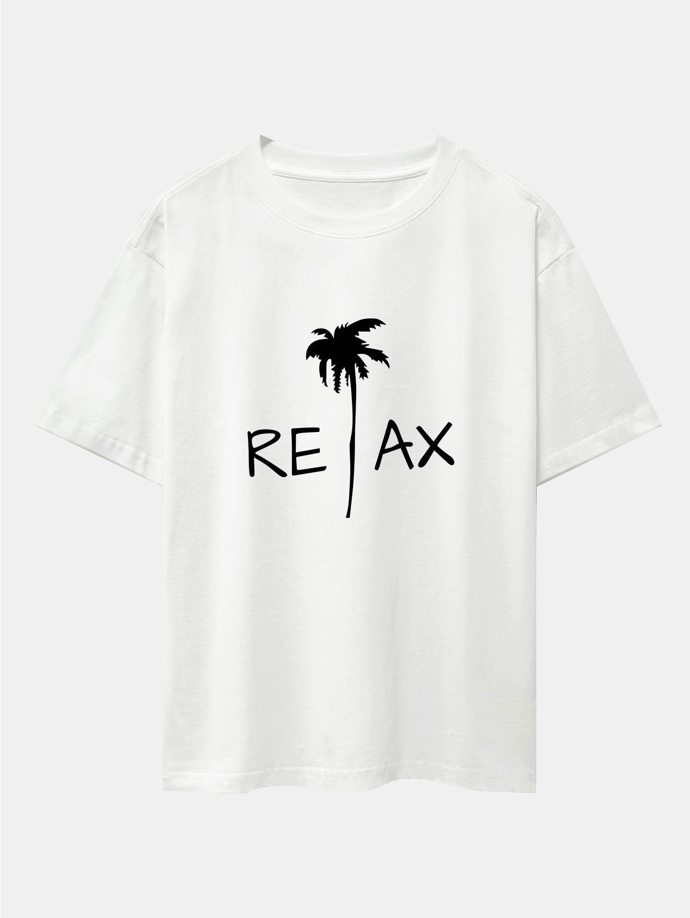 Relax Palm Tree Print Drop Shoulder Oversize T-Shirt
