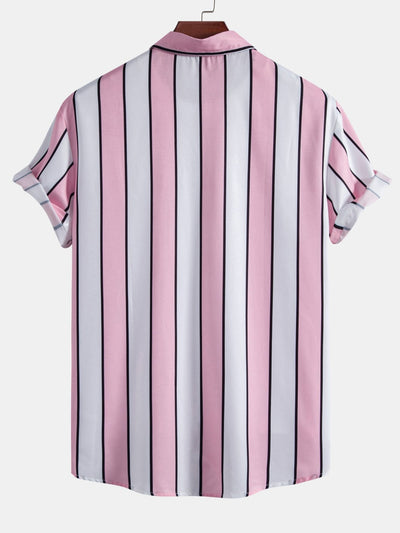 Stripe Print Button Up Shirt