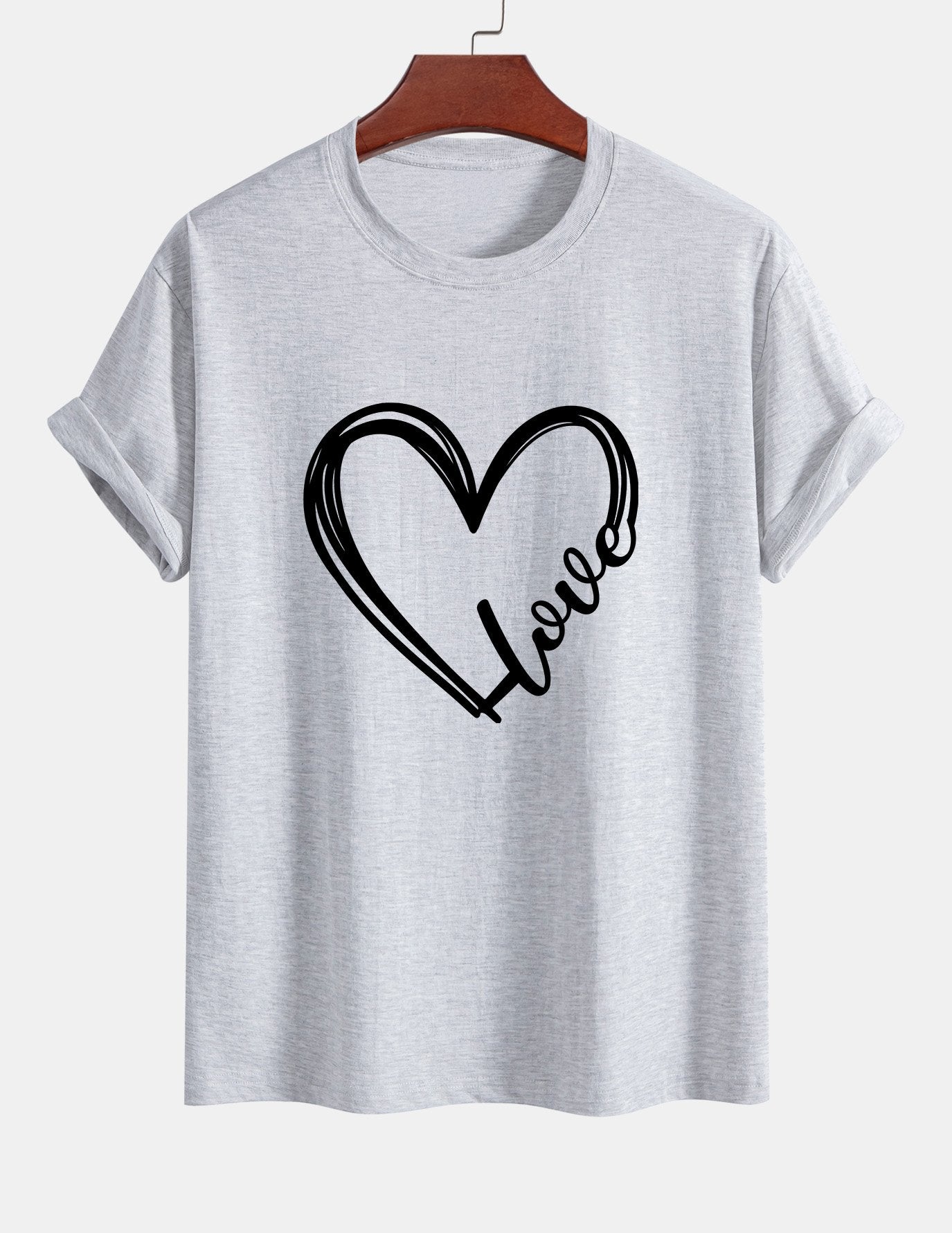 Regular Fit Heart Print Cotton T-Shirt