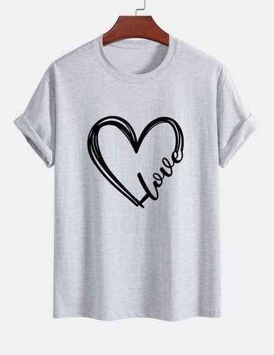Regular Fit Heart Print Cotton T-Shirt