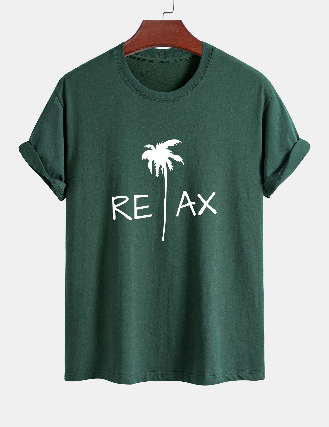 Regular Fit Relax Palm Tree Print Cotton T-Shirt