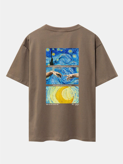The Starry Night Back Print Drop Shoulder Oversize T-Shirt