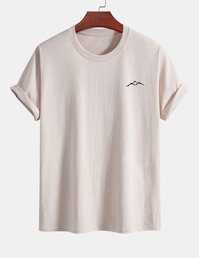 Regular Fit Mountains Print Cotton T-Shirt
