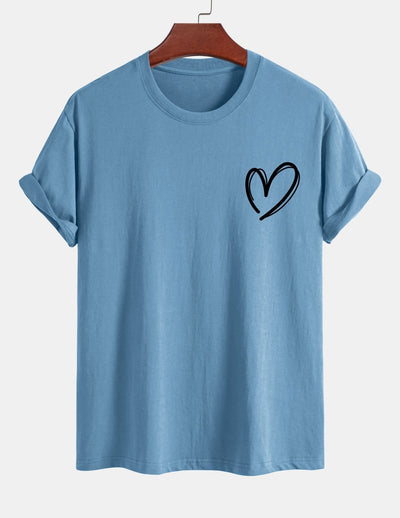 Regular Fit Heart Print Cotton T-Shirt