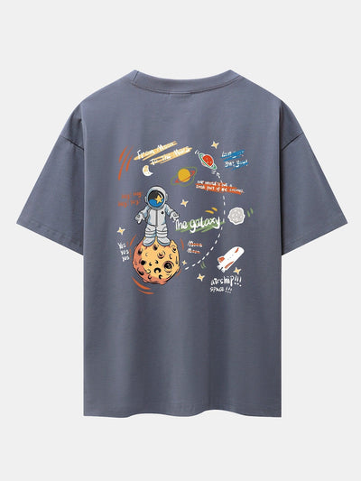 Galaxy Astronaut Print Drop Shoulder Oversize T-Shirt