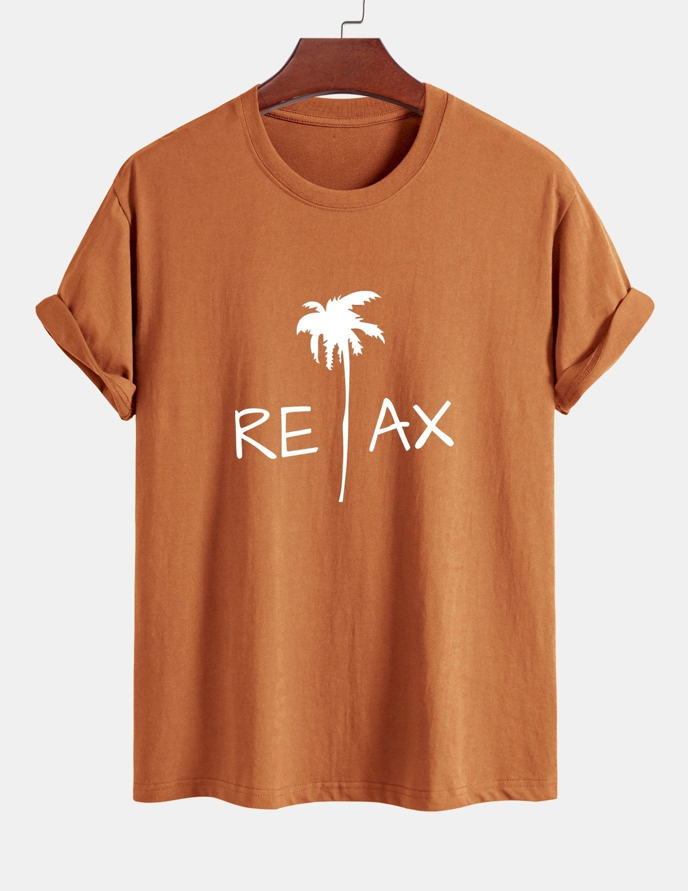 Regular Fit Relax Palm Tree Print Cotton T-Shirt