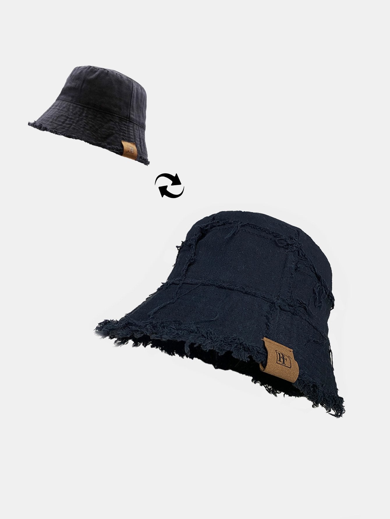 Double Side Reversible Distressed Bucket Hat